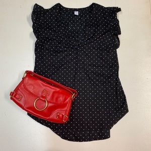 Black polka dot baby doll shirt